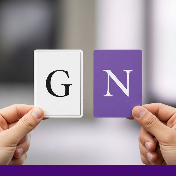 Two cards being held up, one showing 'Plan G' and the other 'Plan N,' representing the different standardized Medigap plan options available. Two cards being held up, one showing 'Plan G' and the other 'Plan N,' representing the different standardized Medigap plan options available.