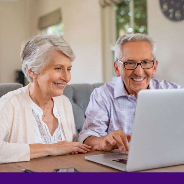 senior couple at computer
