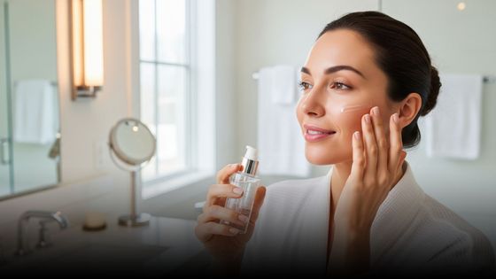woman using a facial serum
