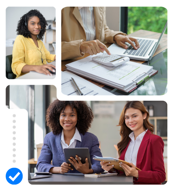 Multiple call support reps and accounting services