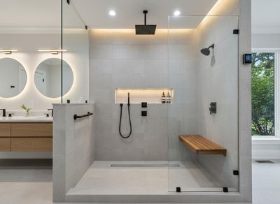 Modern Bathroom with Walk-in Shower and Double Vanity