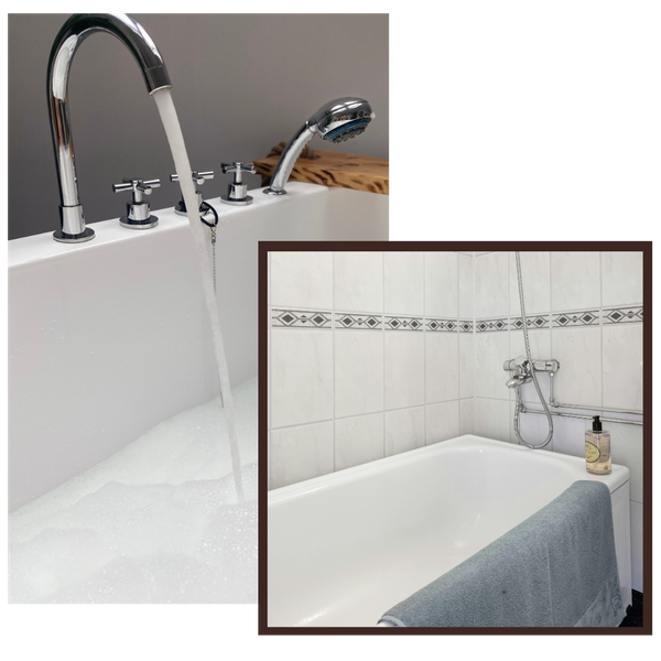 bathtub with running water 