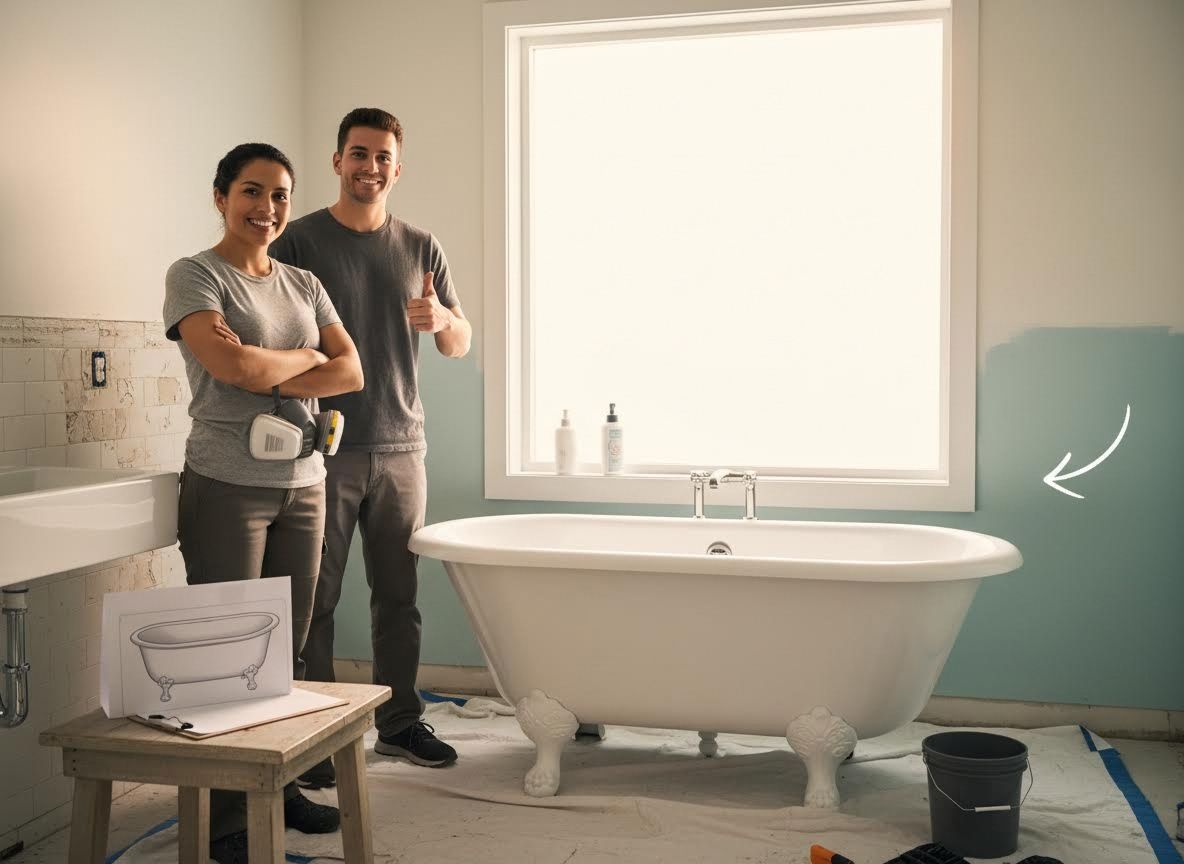 Couple Renovating Bathroom with New Clawfoot Bathtub