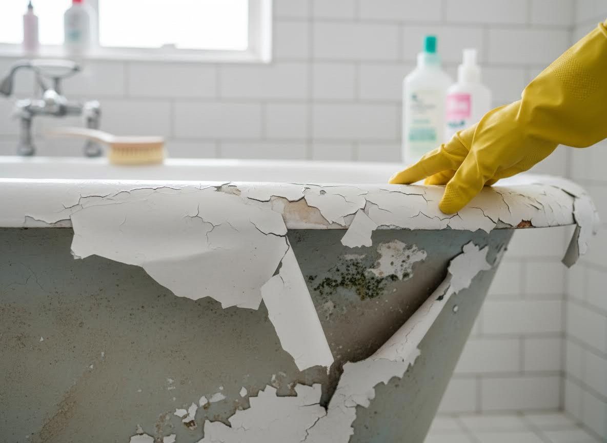 Chipped and Peeling Bathtub with Mold