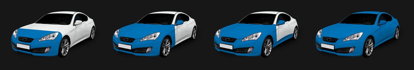 diagram of 4 cars and our PPF package areas