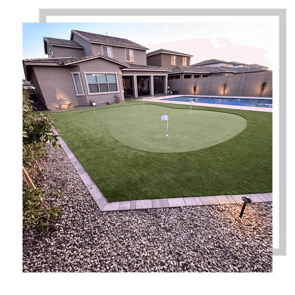 new putting green installation in yard