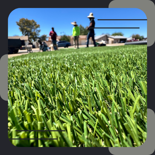 close up of artificial grass blades