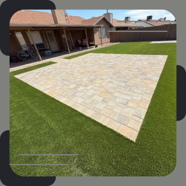 Backyard with artificial turf