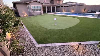 backyard with putting green