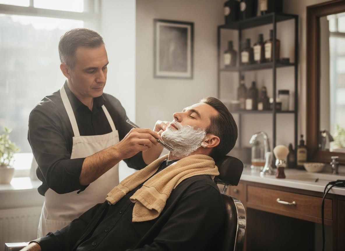 Barber Giving a Straight Razor Shave