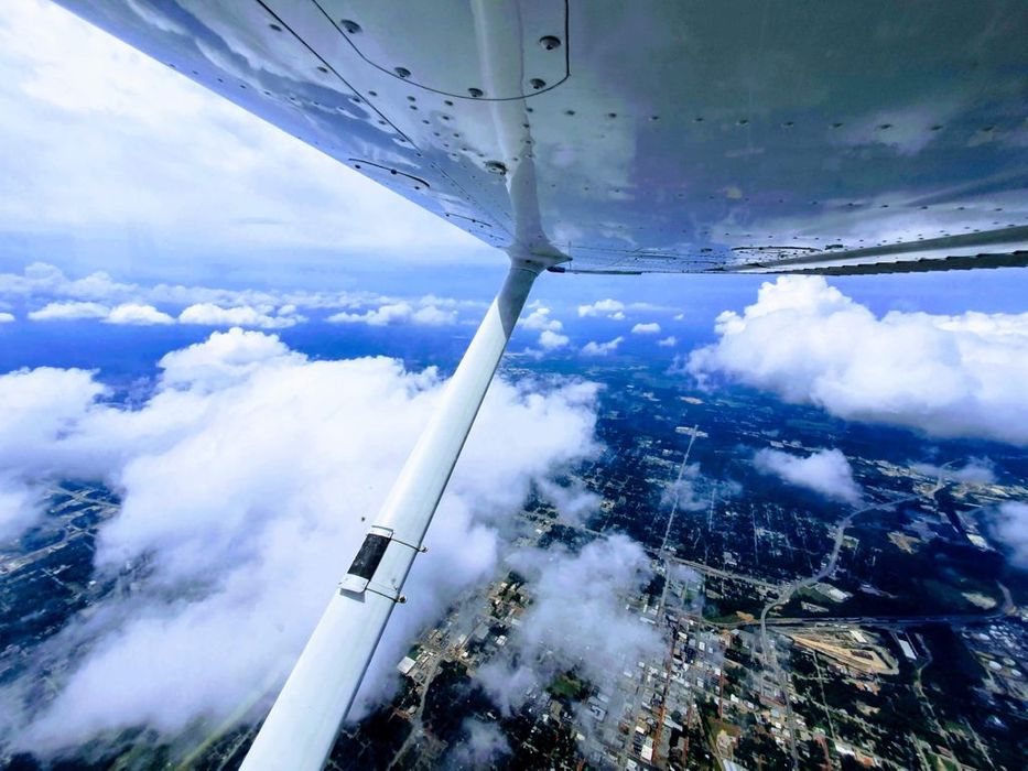 view out of cockpit in the sky