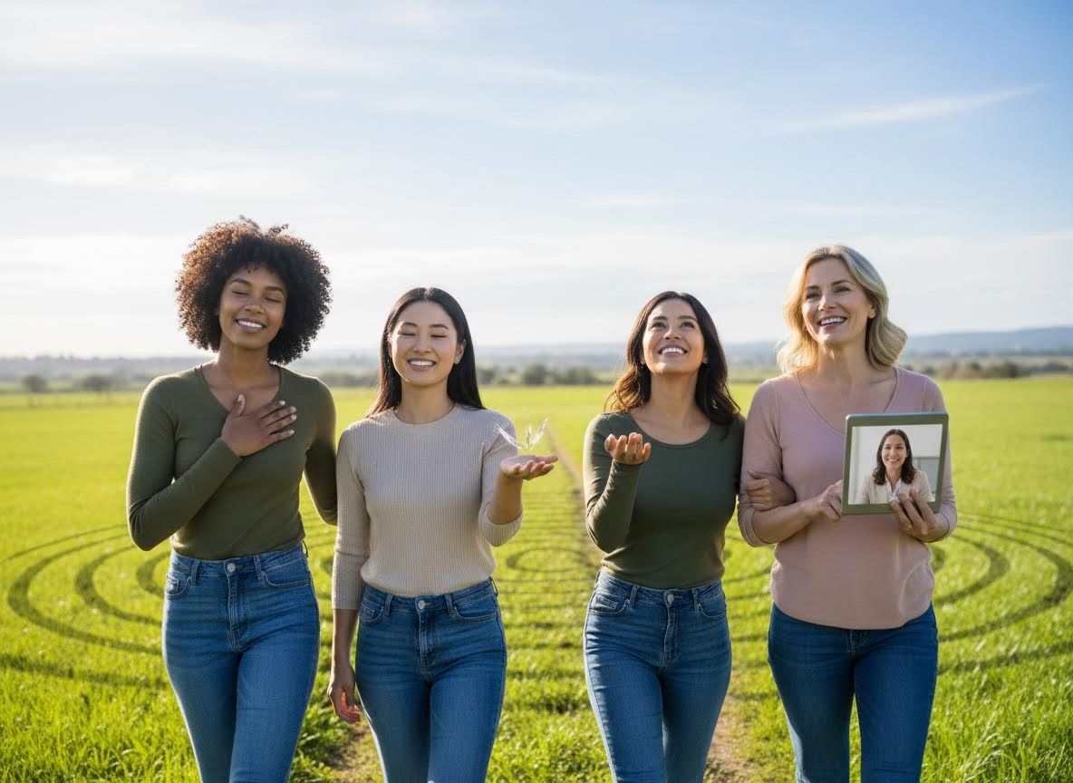 Diverse Women Joyfully Connecting in a Green Field