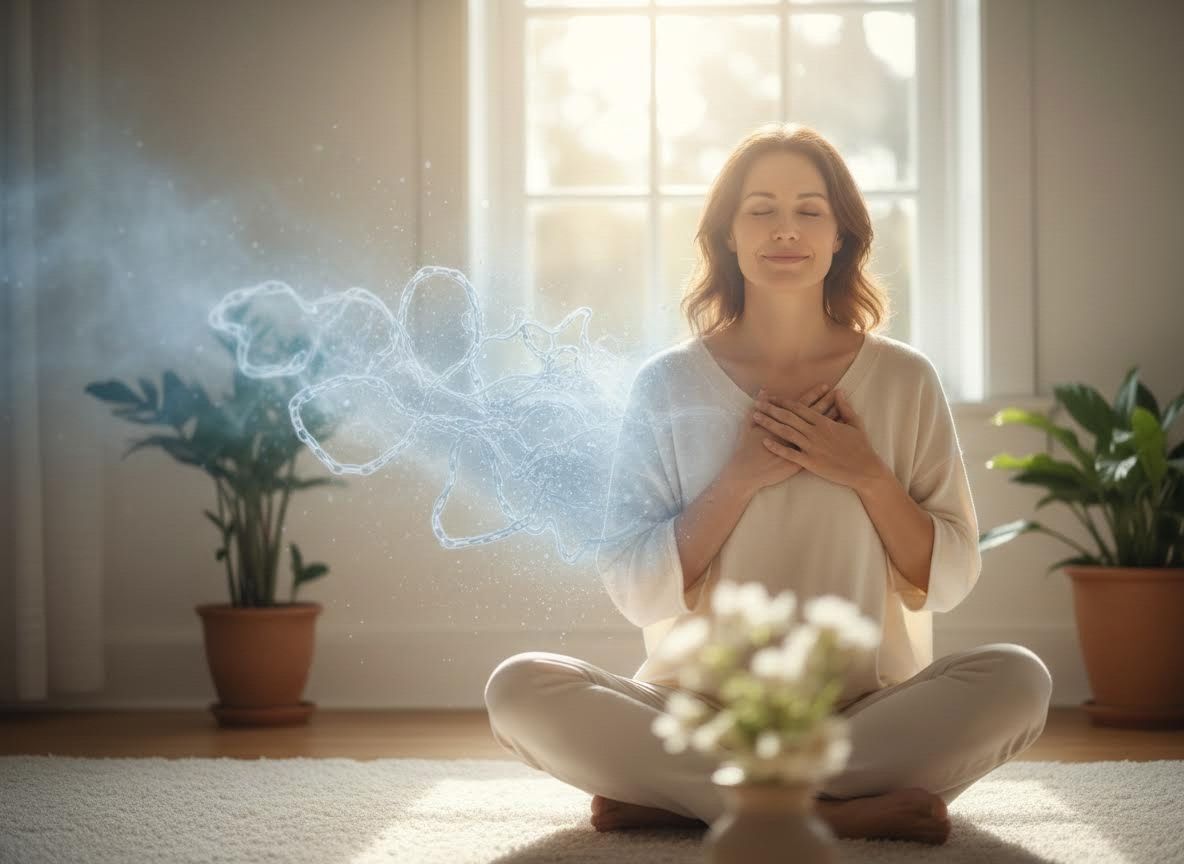 Meditating Woman with Spiritual Energy