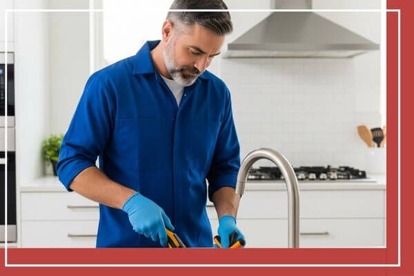plumber cleaning clogged drain