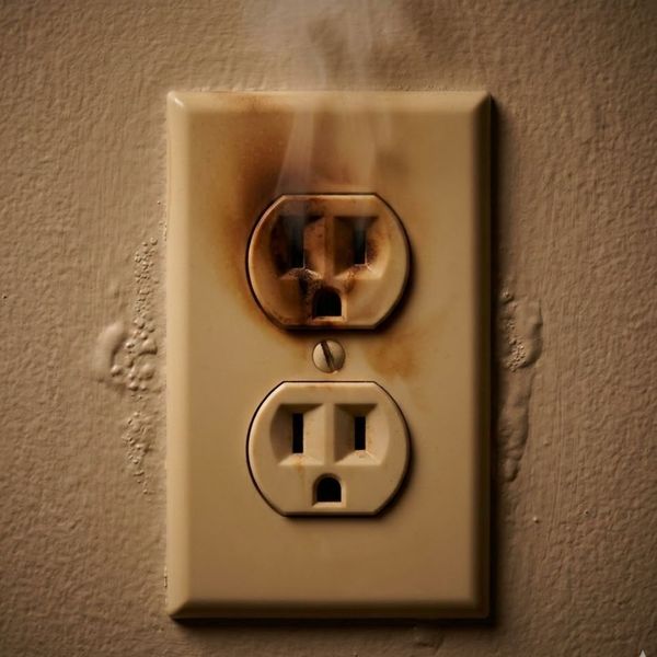 A damaged electrical outlet.
