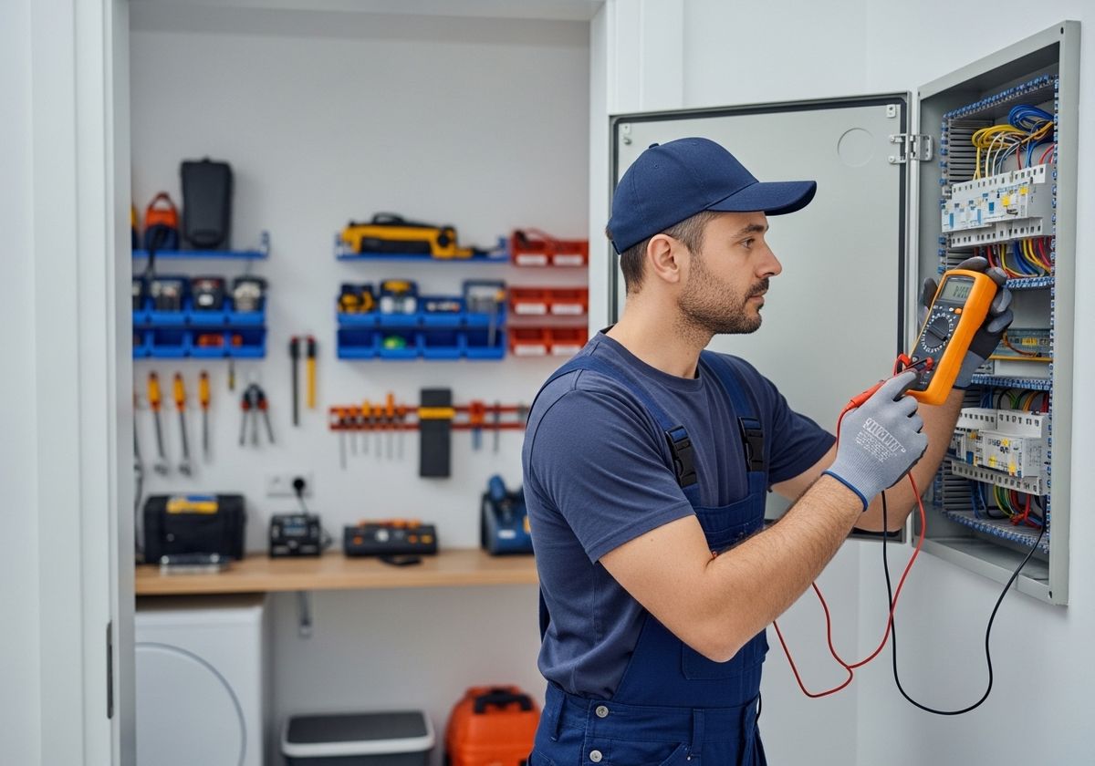 Electrician Inspecting Electrical Panel