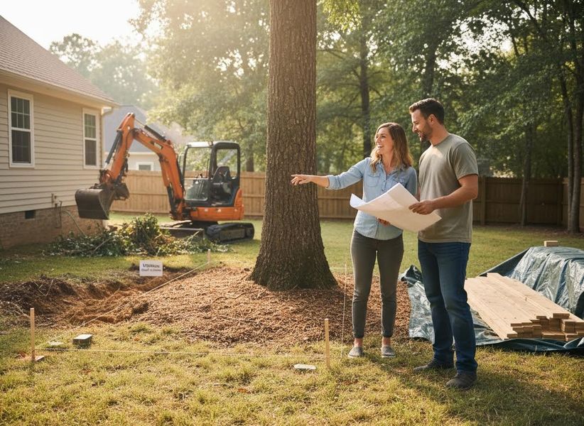 Couple planning backyard renovation