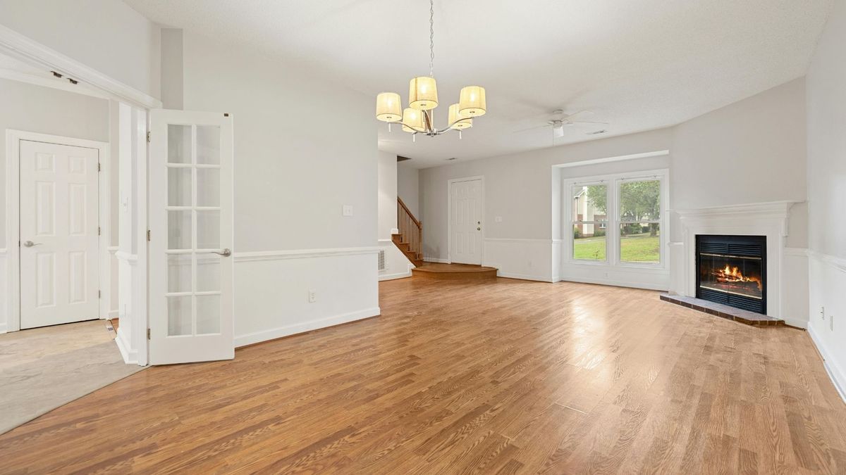 Hardwood floors in an open room