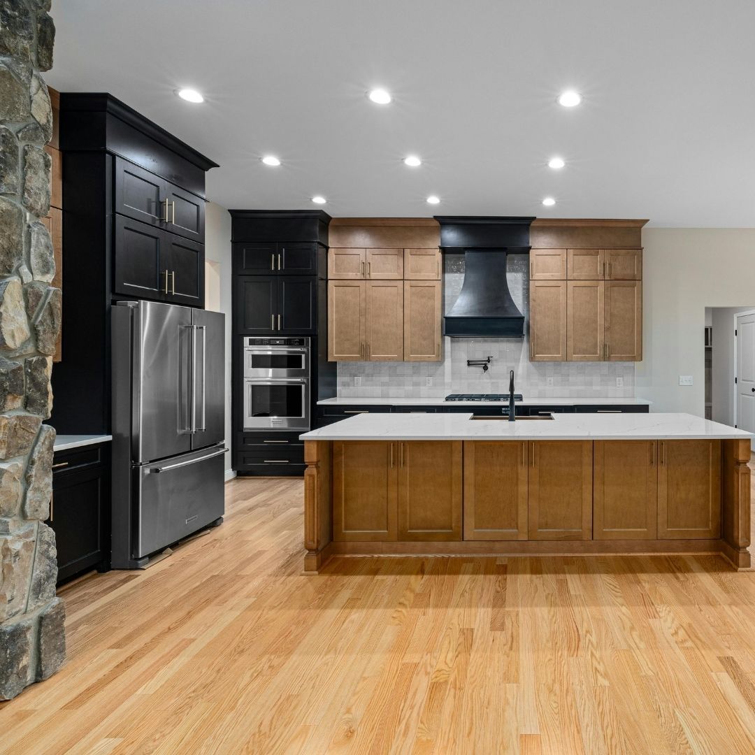 Kitchen with light hardwood floors