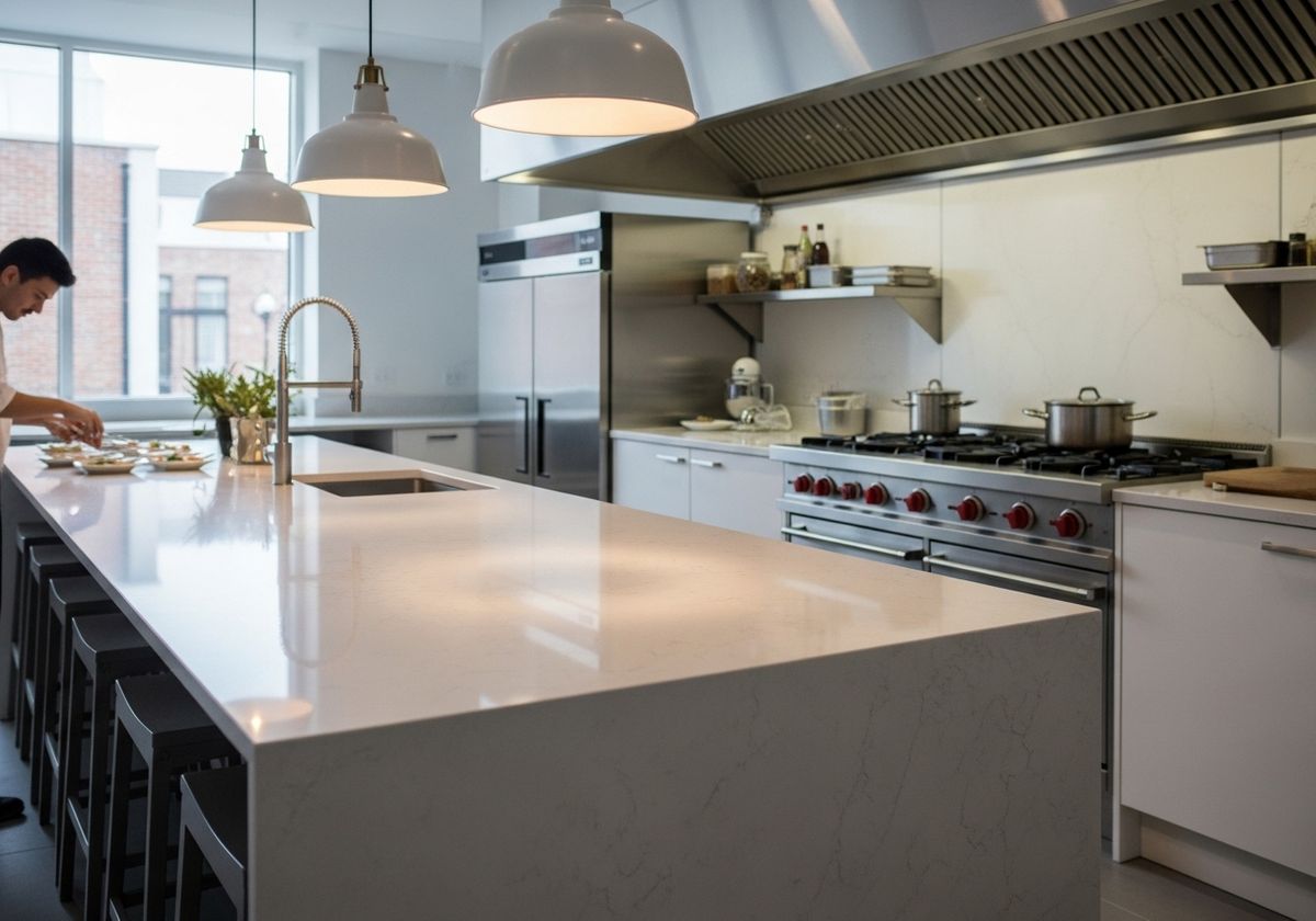 Modern Kitchen with Chef Preparing Food