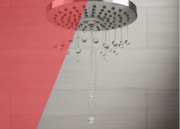 water droplets falling from shower head