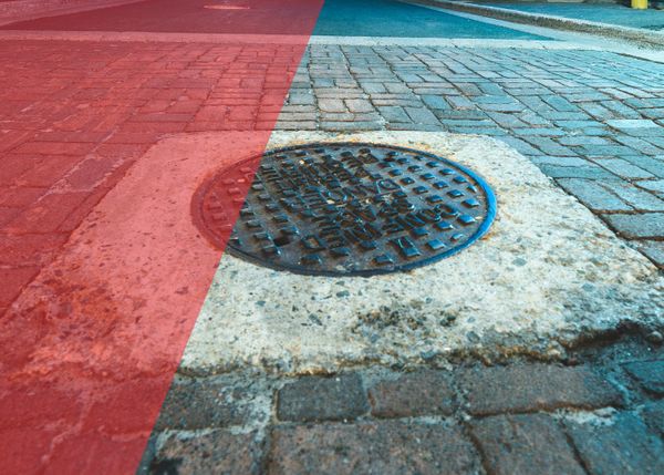 sewer manhole cover on street
