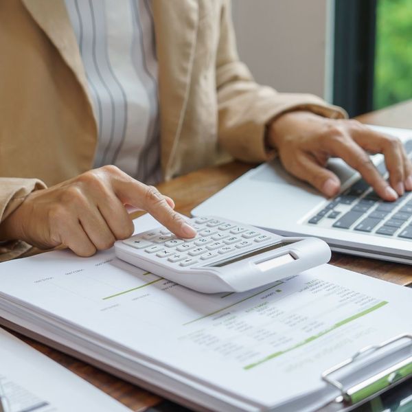 An accountant going over documents 