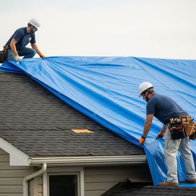 tarping damaged roof