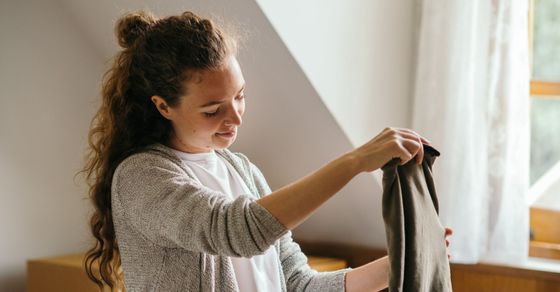 woman packing
