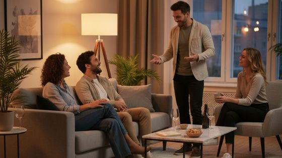 friends talking in an apartment
