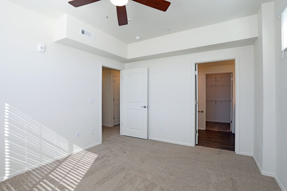 inside of bedroom with bathroom 