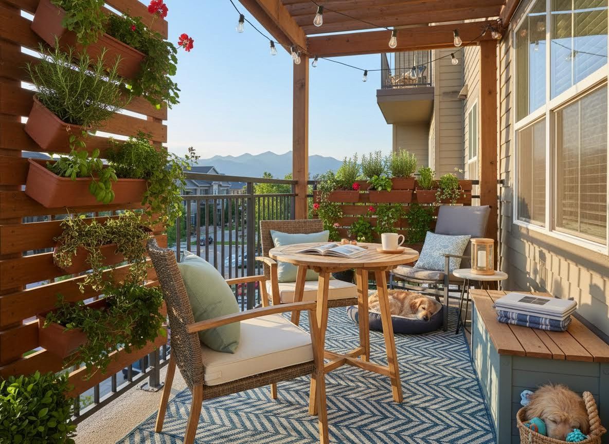 Cozy Balcony with Vertical Garden and Mountain View