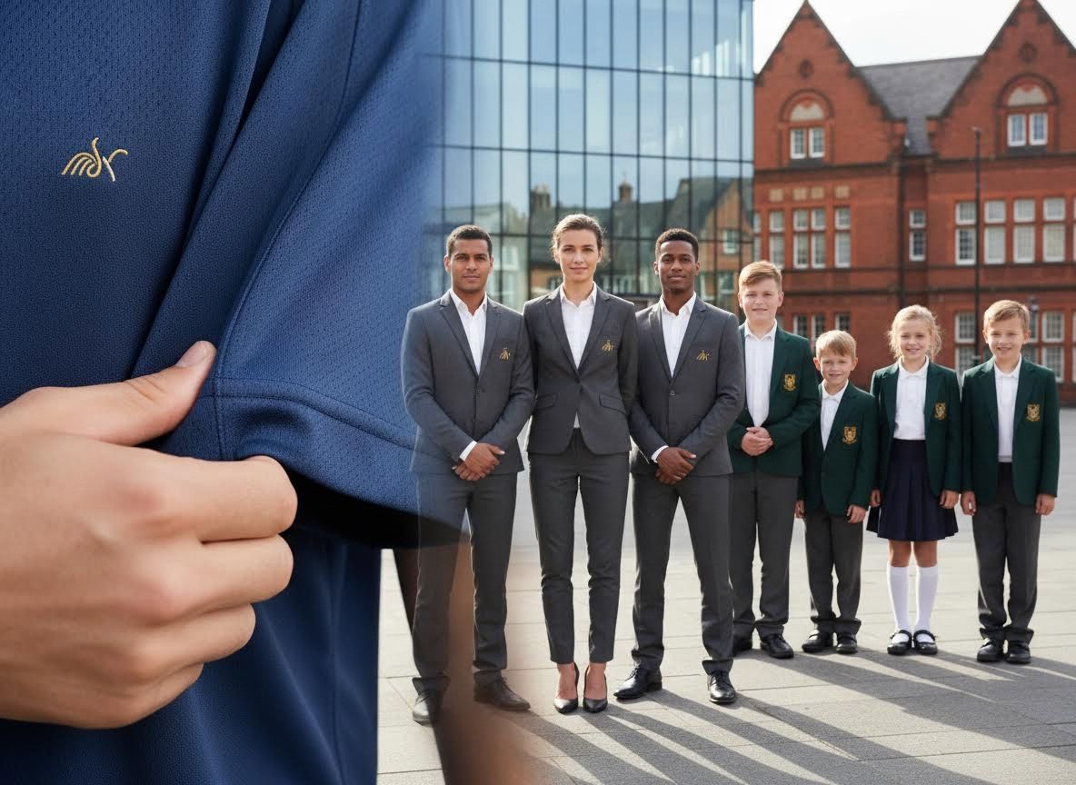 Uniforms with embroidered logo for school and corporate wear