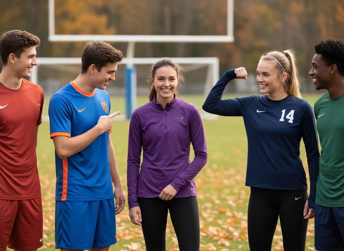 Group of Young Athletes on a Fall Sports Field