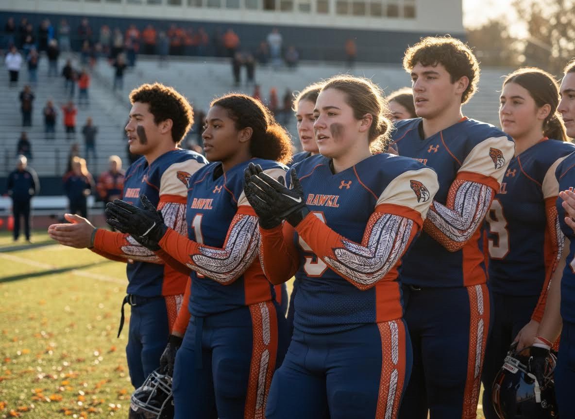 Diverse Youth Football Team on Field