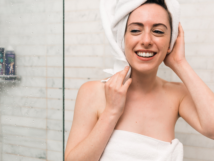 woman in new shower