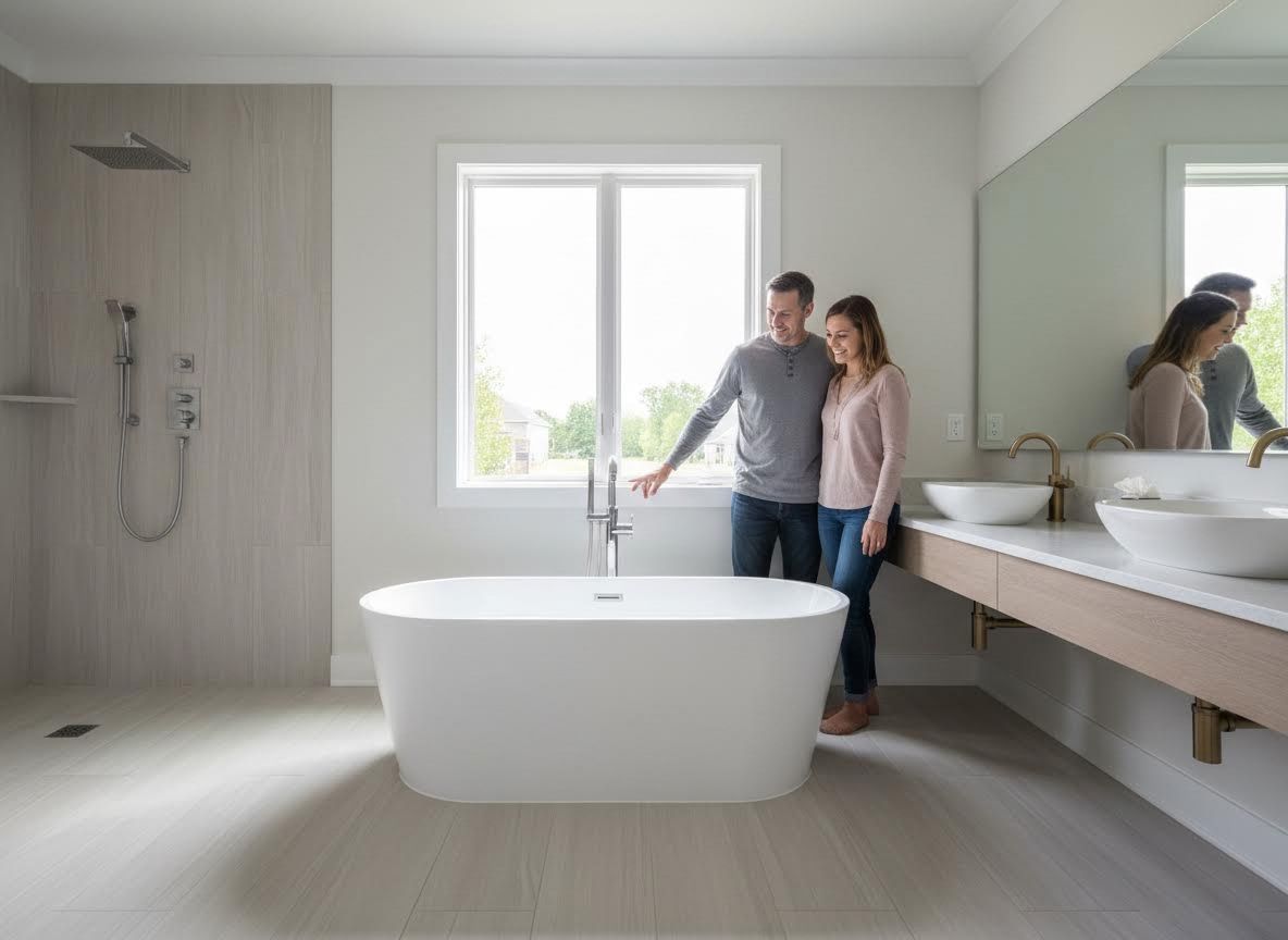 Couple in Modern Luxury Bathroom