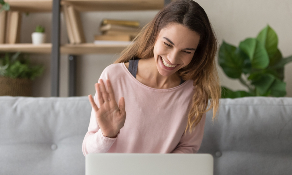 woman doing virtual therapy