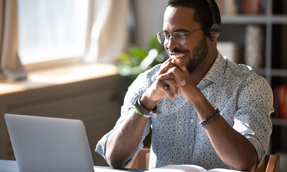 man doing virtual therapy