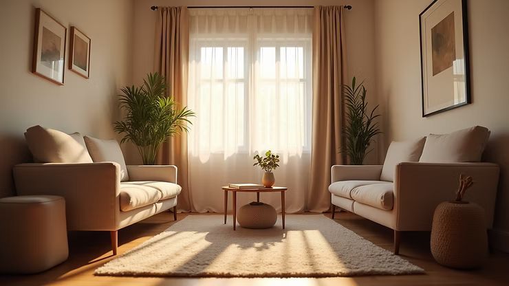 A welcoming therapy space designed for comfort and inclusivity