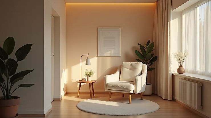 Therapy room setting for anxiety support