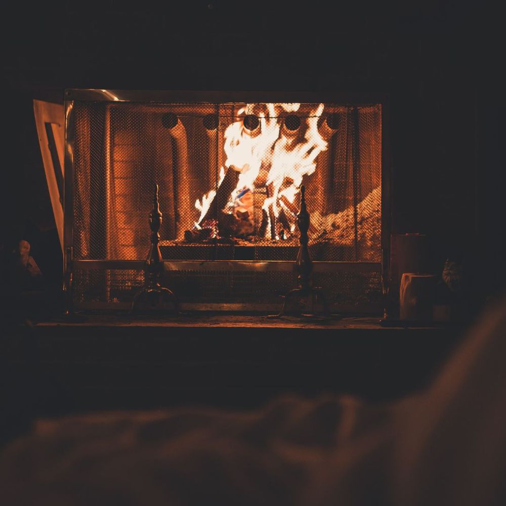 a cozy fireplace