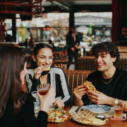 friends eating at a restaurant