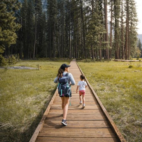 family walking outside