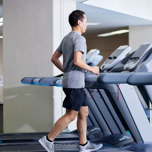 man running on a treadmill