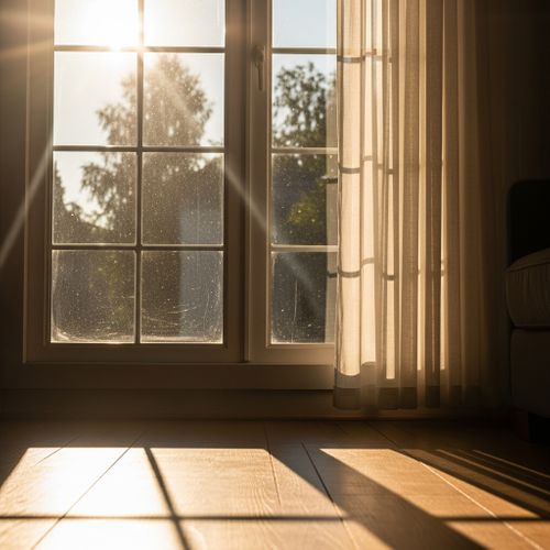 sun shining through a window