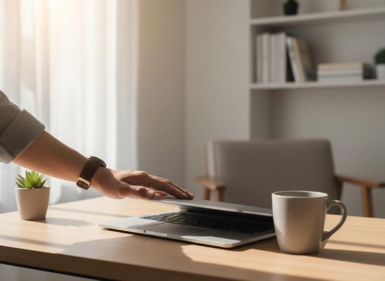 hand snapping a laptop lid shut