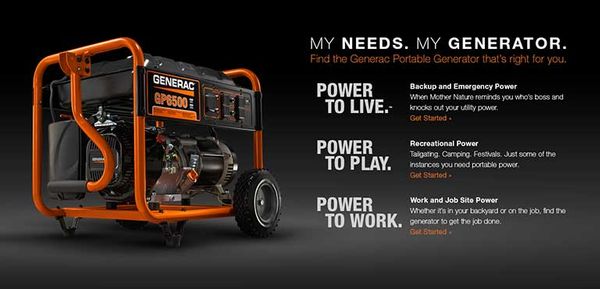 My Needs. My Generator. Find the Generac Portable Generator that's right for you.