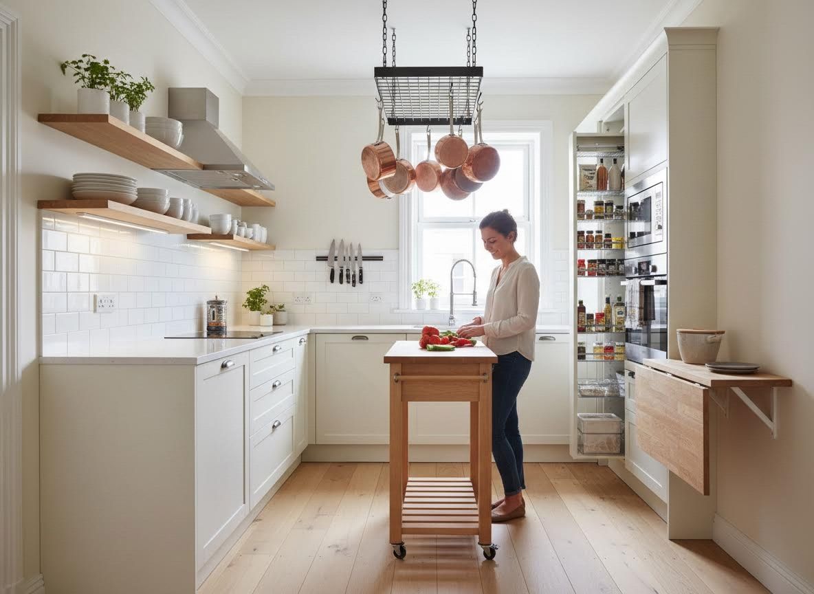 Woman Prepares Food in Bright Modern Kitchen
