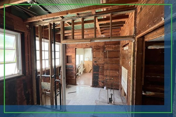 home stripped back to studs for remediation 